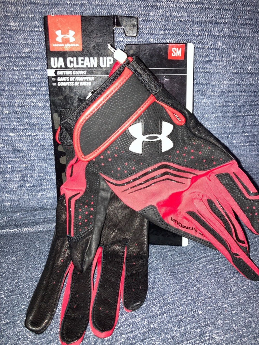 Under Armour Men's Black and Red Batting Gloves